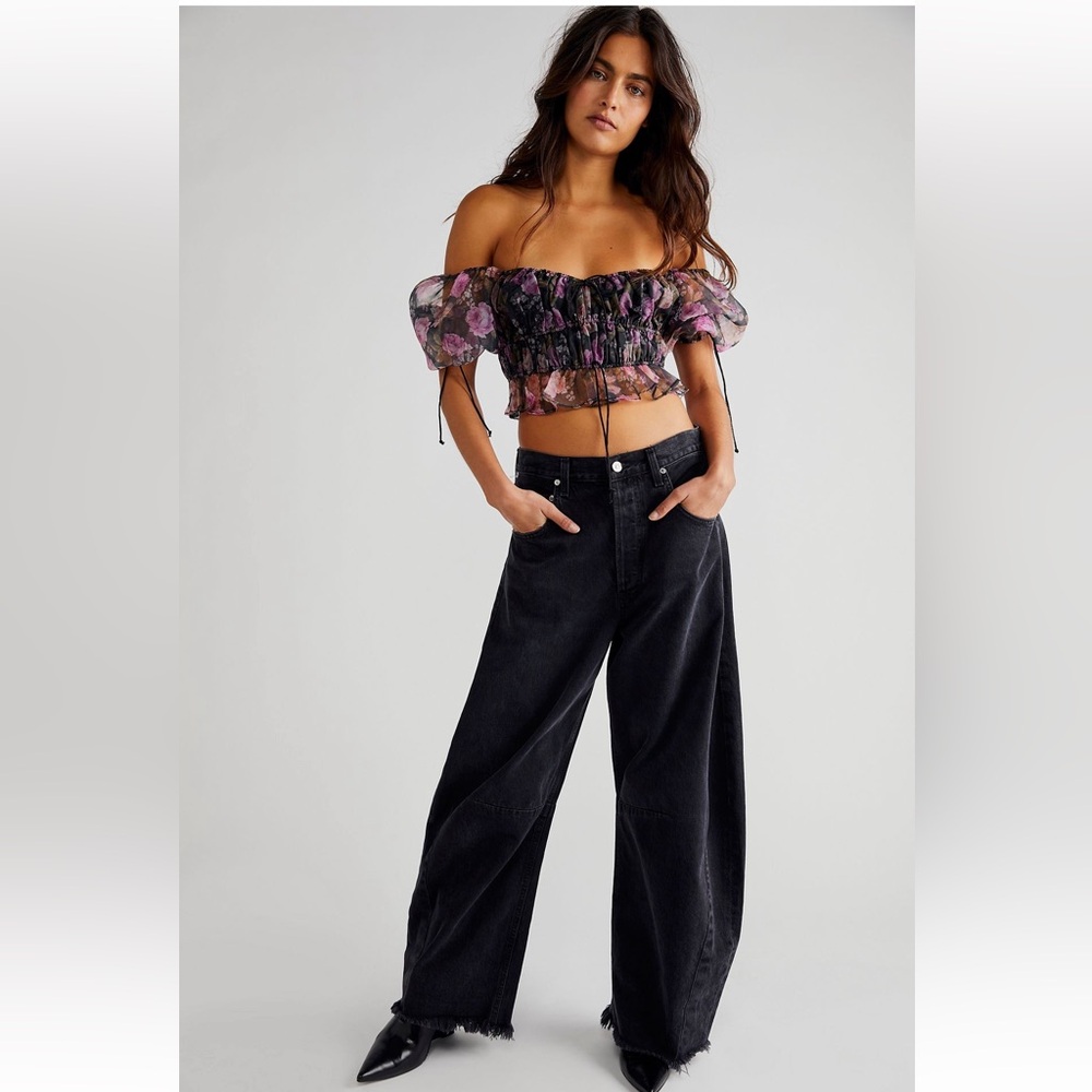 Sheer Puff Sleeve For Love & Lemons Crop Top